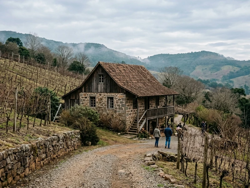 Um roteiro exclusivo de 3 dias desenhado para quem busca profundidade historica e riqueza cultural na Serra Gaucha durante o charmoso inverno ❄️. Longe de passeios superficiais, o itinerario desvenda as tecnicas construtivas do seculo XIX nos Caminhos de Pedra, a documentacao e memoria da colonizacao no Museu do Imigrante 🏛️, a emocao encenada da Epopeia Italiana e a transformacao da agricultura tradicional em vinhedos de reconhecimento mundial 🍇. Toda a jornada e enriquecida por refeicoes tipicas memoraveis em cantinas seculares e restaurantes que exaltam a memoria dos pioneiros com todo o calor da hospitalidade regional.
