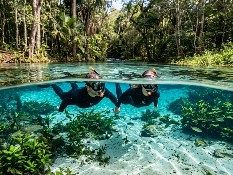 Um roteiro exclusivo de 3 dias pensado nos minimos detalhes para casais que buscam romance, conforto e serenidade em meio a uma das naturezas mais deslumbrantes do planeta. O inverno proporciona visibilidade maxima nas aguas transparentes, permitindo flutuacoes poeticas e passeios contemplativos de barco sem aglomeracoes. Entre uma experiencia e outra, relaxe em sessoes de spa a dois, aprecie o entardecer em mirantes bucolicos e termine os dias com jantares intimistas a luz de velas saboreando a alta gastronomia regional em ambientes acolhedores.