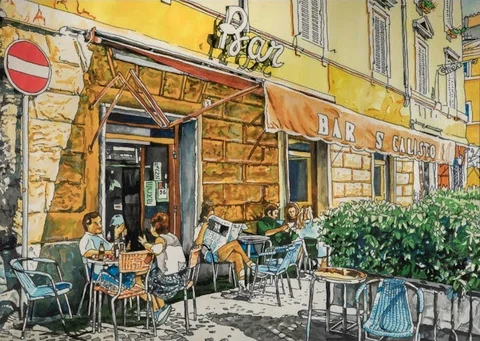 Bar local em Trastevere