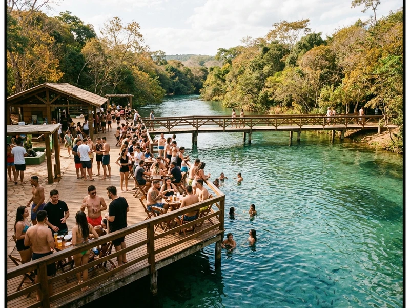 Uma conexao sob medida para quem busca vivenciar a natureza sem abrir mao da badalacao noturna. O roteiro equilibra passeios aquaticos suaves e relaxantes durante a tarde, como a Praia da Figueira e o Balneario Municipal, garantindo total disposicao fisica para mergulhar na efervescente vida noturna da Rua Coronel Pilad Rebua e da Praca da Liberdade. Entre degustacoes de cachacas celebres, chopes artesanais, gastronomia pantaneira e shows de bandas locais, voce descobre uma cena vibrante e segura que ferve apos o por do sol.