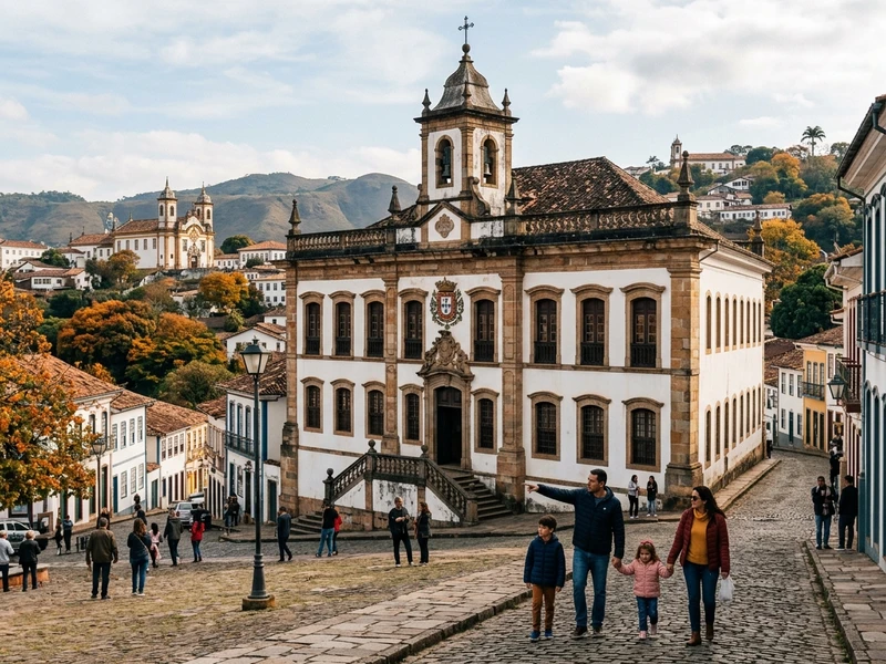 Um roteiro cuidadosamente desenhado para acolher todas as geracoes com seguranca, ritmo moderado e maximo conforto! 👨‍👩‍👧‍👦🍂 Aproveitando o clima agradavel do outono mineiro, o planejamento prioriza deslocamentos curtos em automovel para contornar as ladeiras ingremes e garantir total acessibilidade para idosos e criancas pequenas. A programacao inclui museus interativos e educativos, o verde revigorante do Horto dos Contos e o emocionante passeio de carrinho nos trilhos da Mina da Passagem. Todos os dias contam com pausas estrategicas para repouso vespertino no hotel e restaurantes com otima estrutura para a familia inteira se deliciar sem pressa. 🏛️🚂🍫