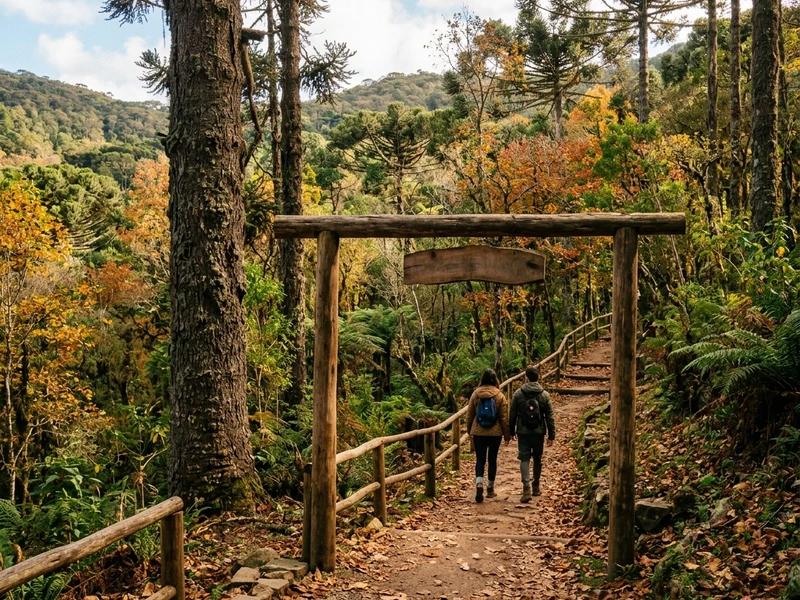 Roteiro sustentável planejado para amantes do ecoturismo e da vida ao ar livre 🌿. Descubra paisagens deslumbrantes no topo das montanhas de Minas Gerais, caminhando por trilhas certificadas de baixo impacto ambiental como a Pedra Redonda, o Platô e o Pinheiro Velho 🥾. Viva a serenidade do Parque Oschin entre araucárias centenárias e delicie-se com uma gastronomia consciente que valoriza os produtores locais e os ingredientes frescos da montanha 🍁.