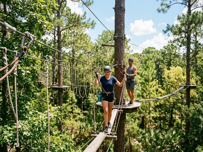 Fuja das filas tradicionais e descubra o lado mais selvagem e radical da Florida Central! Este roteiro de 3 dias foi desenhado para quem busca adrenalina sem pausa. Voce comecara escalando copas de arvores e cortando aguas em alta velocidade no wakeboard. No segundo dia enfrente as corredeiras naturais em caiaques e teste a forca nos paredoes de bouldering. Para fechar com chave de ouro experimente a sensacao inigualavel de queda livre no salto de paraquedas em DeLand e manobre veiculos off-road em trilhas de pura lama em Clermont. Uma jornada intensa com foco em seguranca equipamentos profissionais e exploracao genuina. 🔥🌲🌊