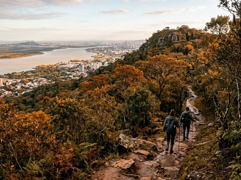Uma imersao esportiva de pura adrenalina e altissima exigencia fisica desenvolvida para aventureiros destemidos. O roteiro atravessa as cristas escarpadas e mirantes selvagens do Morro do Osso e do Morro Santana, testa habilidades de forca em ginasio especializado de boulder e desafia as correntezas do Guaiba em caiaque oceanico. Para coroar o circuito, as pistas tecnicas de terra do Parque Saint Hilaire proporcionam um desafio completo de mountain bike. Tudo isso sincronizado com o clima fresco do outono gaucho, gastronomia farta e proteinada para regeneracao corporal e protocolos estritos de seguranca com equipamentos profissionais obrigatorios. 🚵‍♂️⛰️🔥