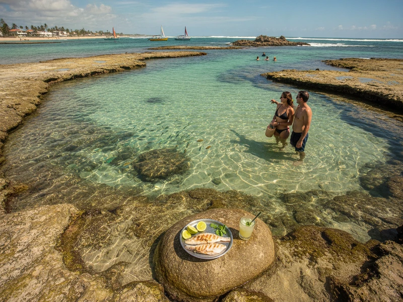 Este roteiro de 3 dias em Porto de Galinhas é uma verdadeira jornada gastronômica, cuidadosamente elaborada para amantes da boa comida que desejam explorar a rica culinária pernambucana. 🍽️✨ Priorizamos restaurantes locais aclamados, incluindo o premiado Beijupirá, e experiências autênticas como passeios de jangada com degustações e visitas a mercados de produtos regionais. Você terá a oportunidade de saborear pratos típicos, frutos do mar frescos e cachaças artesanais, tudo isso enquanto desfruta das belezas naturais de Porto de Galinhas e Maracaípe. A hospedagem em uma pousada charmosa e bem localizada garante conforto e relaxamento entre uma aventura culinária e outra. Prepare-se para uma imersão nos sabores e aromas do Nordeste brasileiro! ☀️