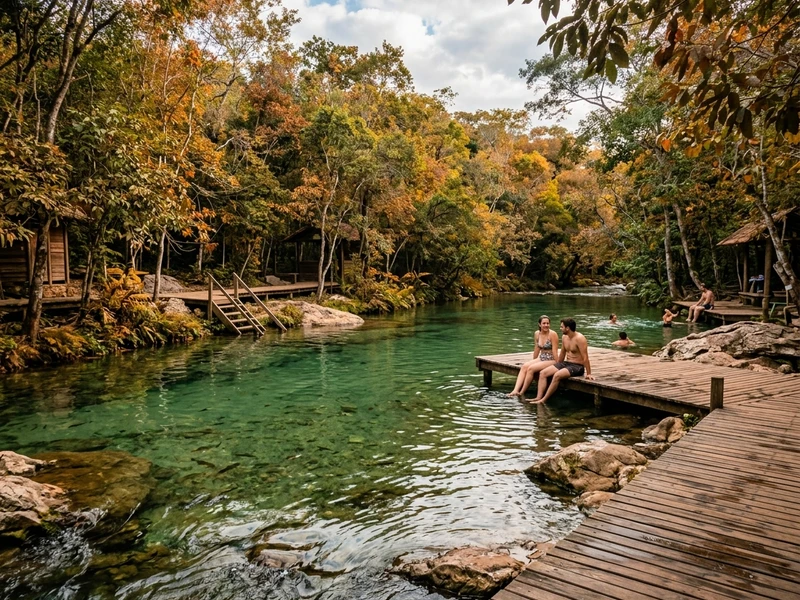 Um roteiro concebido para quem quer fugir do ritmo acelerado das cidades e reencontrar a serenidade. Fuja de trilhas cansativas e aventureiras: aqui a prioridade sao balnearios paradisiacos de facil acesso, banhos de rio calmos, redarios a beira do lago e acomodacao de alto padrao com estrutura de spa e hidro aquecida. Desfrute da rica culinaria do Centro-Oeste sem filas e com momentos prolongados para cuidar de si mesmo. 💆🍃✨