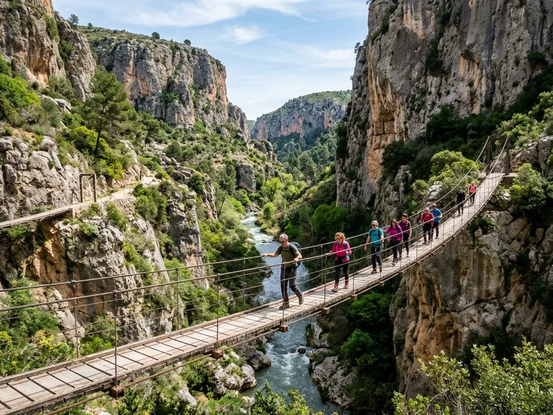 Uma expedição implacável de 3 dias feita sob medida para exploradores que buscam esportes extremos e adrenalina sem pausas em Valência. Do cânion monumental de Chulilla com suas pontes suspensas e escalada em rocha calcária, passando pela força avassaladora do rafting e do canionismo nas Hoces del Cabriel, até o salto de paraquedas a 4.000 metros e o kitesurf dinâmico em El Saler. Cada atividade é executada com equipamentos técnicos de ponta e instrutores credenciados, conectando a fúria da natureza ao melhor espírito de exploração ativa. 🏔️⚡🌊